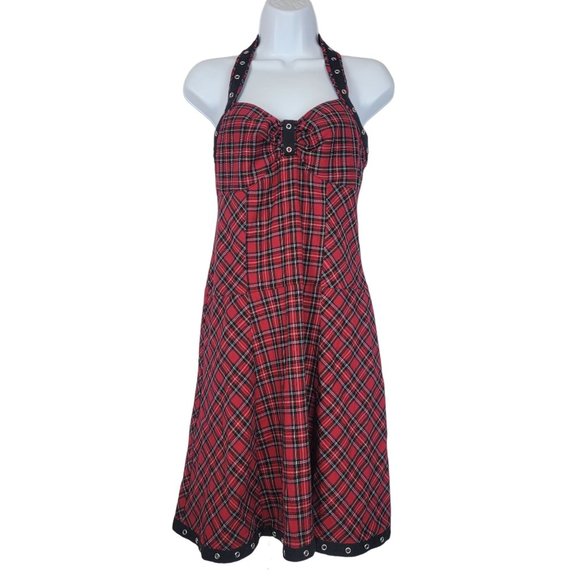 TRIPP NYC Y2K Red Plaid Halter Women's Dress Size Medium - Picture 2 of 9
